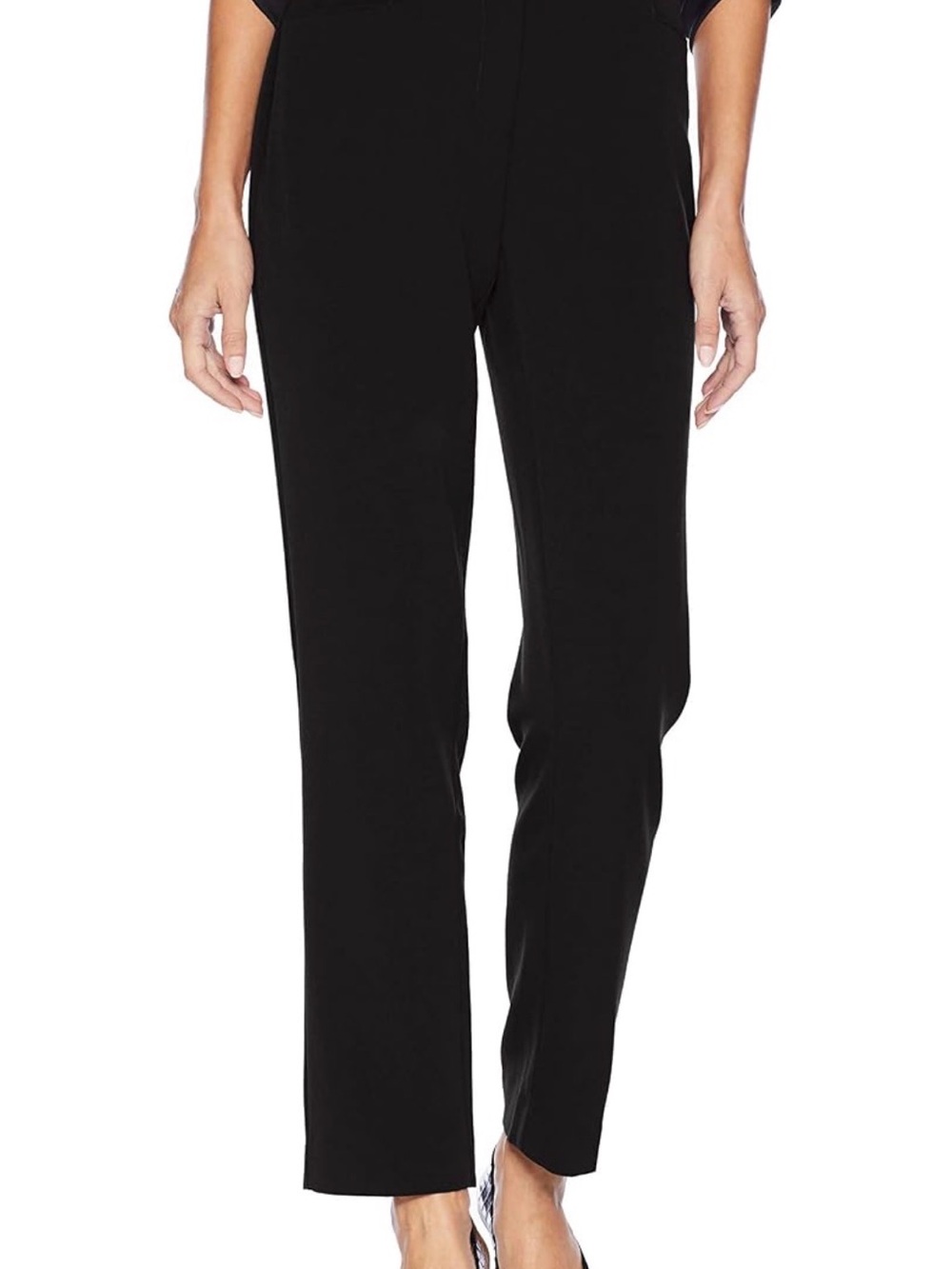 Rafaella Black Cropped Straight-Leg Pants